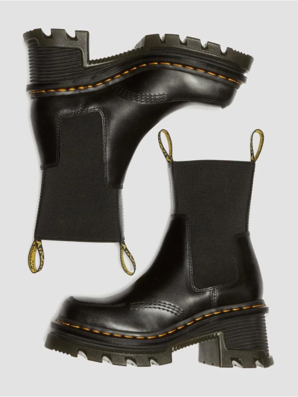 Dr. Martens Corran Chelsea Platform Boots - Black Leather - Excellent Condition